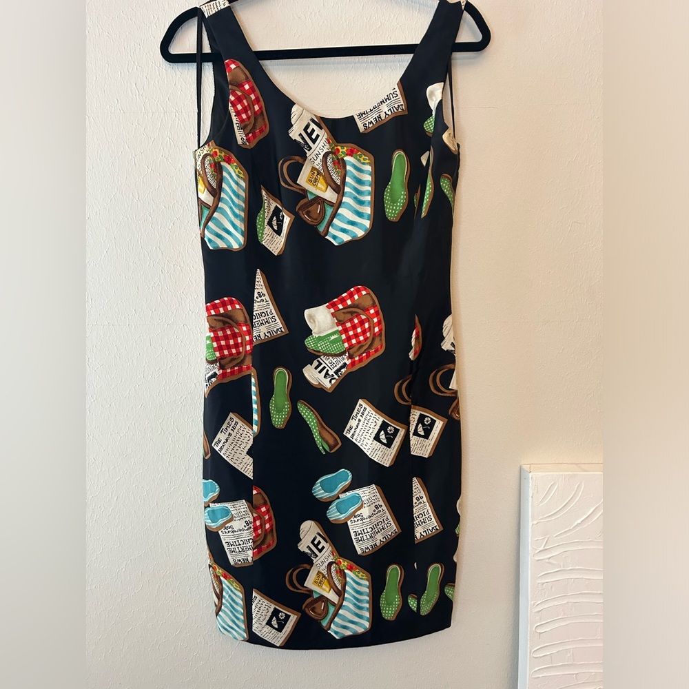 Neiman Marcus Black Dress with Colorful Print
